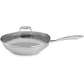 12 In. Polished Stainless Steel Covered Skillet